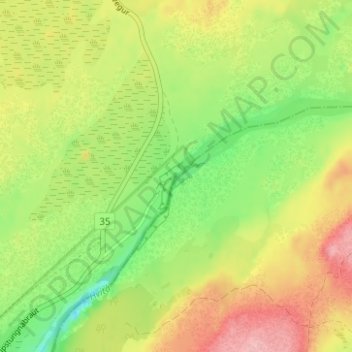 Gullfoss Falls topographic map, elevation, terrain