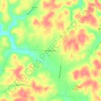 Ashley Corner topographic map, elevation, terrain
