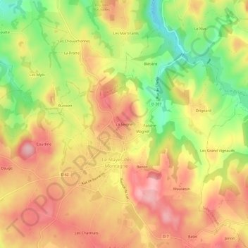 La Seigne topographic map, elevation, terrain