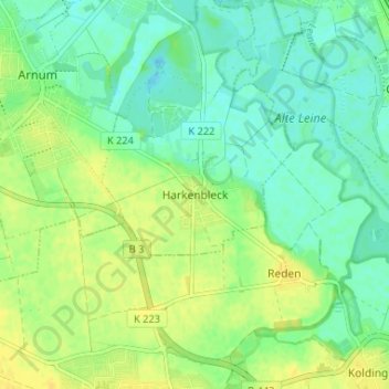 Harkenbleck topographic map, elevation, terrain