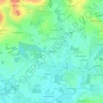 La Haubellerie topographic map, elevation, terrain