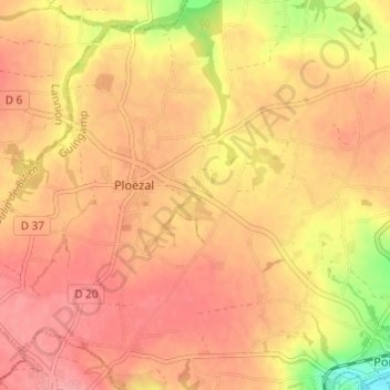 Pont Vouden topographic map, elevation, terrain