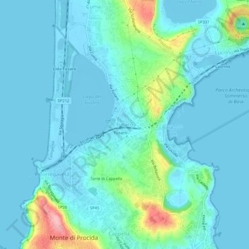 Fusaro topographic map, elevation, terrain