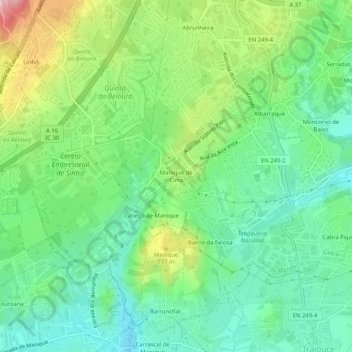 Manique de Cima topographic map, elevation, terrain