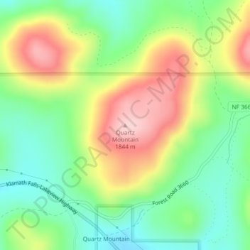 Quartz Mountain topographic map, elevation, terrain