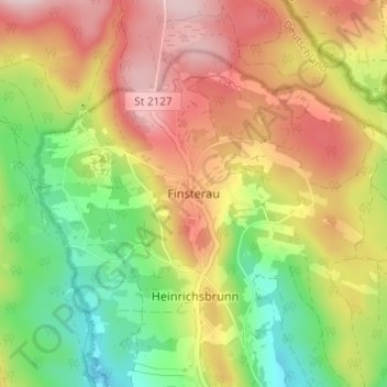 Finsterau topographic map, elevation, terrain