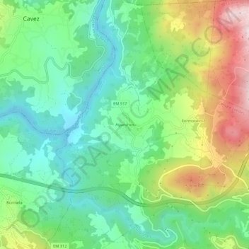 Agunchos topographic map, elevation, terrain