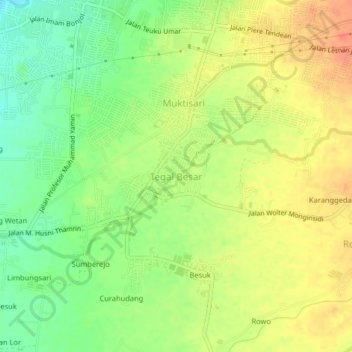 Tegal Besar topographic map, elevation, terrain