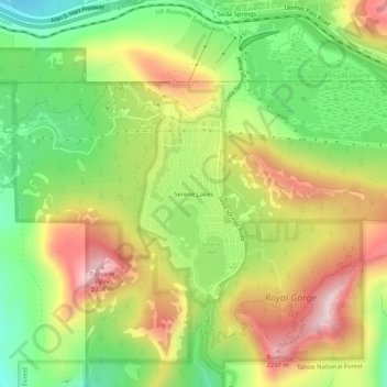Serene Lakes topographic map, elevation, terrain