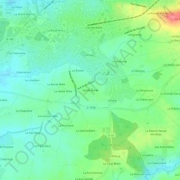 Sainte-Marie topographic map, elevation, terrain