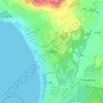 Frösakull topographic map, elevation, terrain