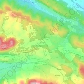 Terrefort topographic map, elevation, terrain