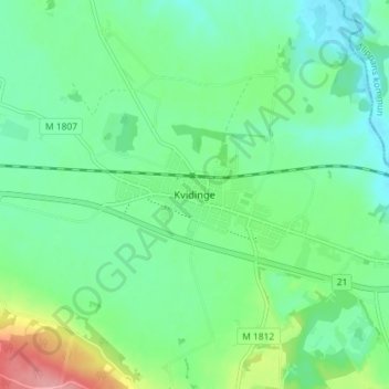 Kvidinge topographic map, elevation, terrain