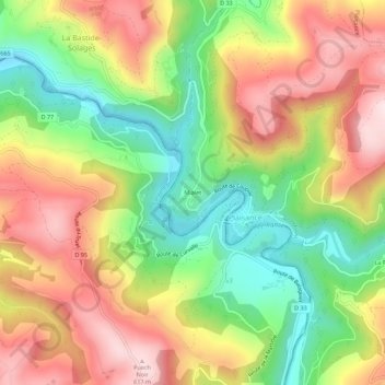 Mialet topographic map, elevation, terrain
