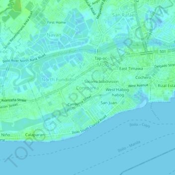 Compania topographic map, elevation, terrain