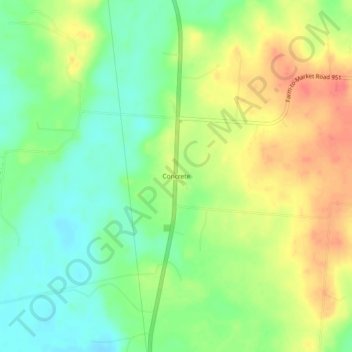 Concrete topographic map, elevation, terrain