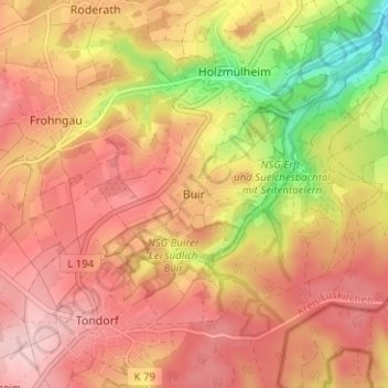 Buir topographic map, elevation, terrain