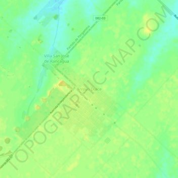 Arroyo Dulce topographic map, elevation, terrain