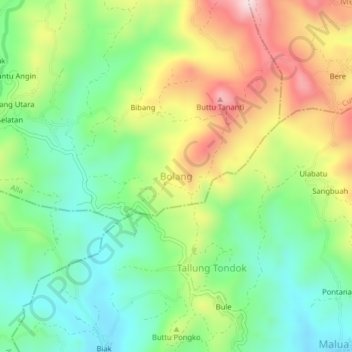 Bolang topographic map, elevation, terrain