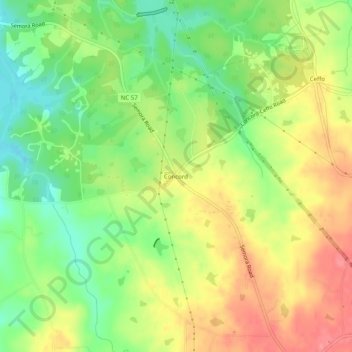 Concord topographic map, elevation, terrain