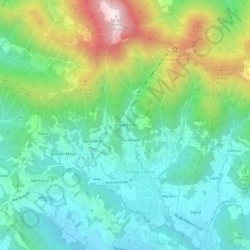Valcalchera topographic map, elevation, terrain