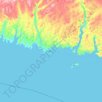 Burgeo Islands topographic map, elevation, terrain