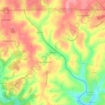 Freeland topographic map, elevation, terrain