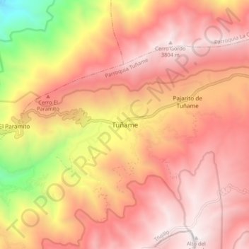 Tuñame topographic map, elevation, terrain