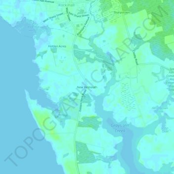 New Yarmouth topographic map, elevation, terrain