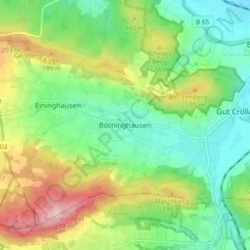 Börninghausen topographic map, elevation, terrain