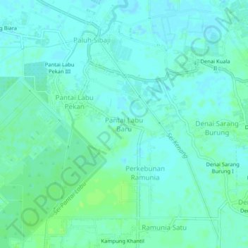 Pantai Labu Baru topographic map, elevation, terrain