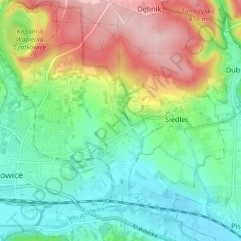 Żbik topographic map, elevation, terrain