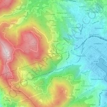 Ronco Vecchiora topographic map, elevation, terrain