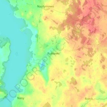 Rukławki topographic map, elevation, terrain