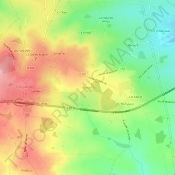 Dreuille topographic map, elevation, terrain