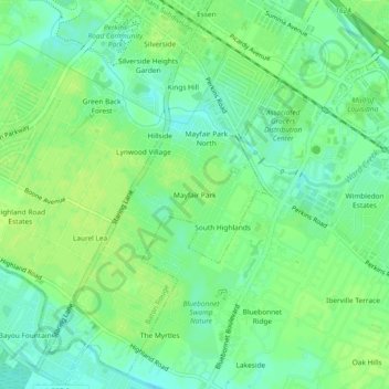 Mayfair Park topographic map, elevation, terrain