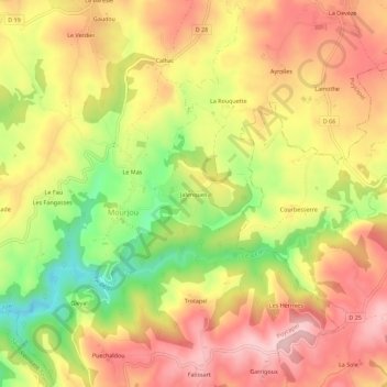 Jalenques topographic map, elevation, terrain