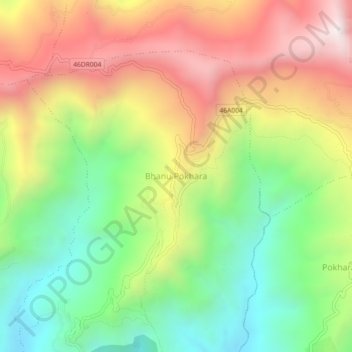 Bhanu Pokhara topographic map, elevation, terrain