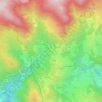 Adelano topographic map, elevation, terrain