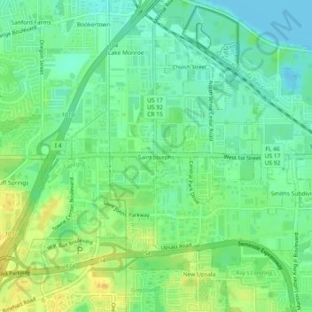 Saint Josephs topographic map, elevation, terrain