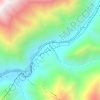 Cahua topographic map, elevation, terrain