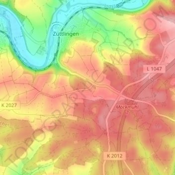 Ernstein topographic map, elevation, terrain