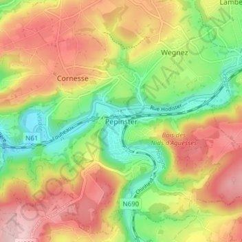 Pepinster topographic map, elevation, terrain