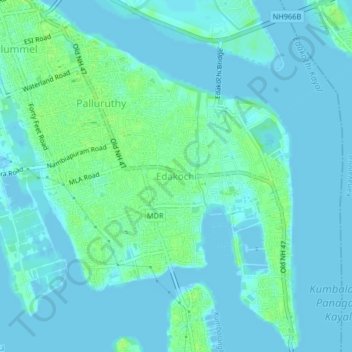 Edakochi topographic map, elevation, terrain