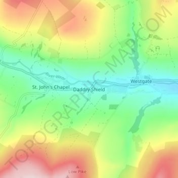 Daddry Shield topographic map, elevation, terrain