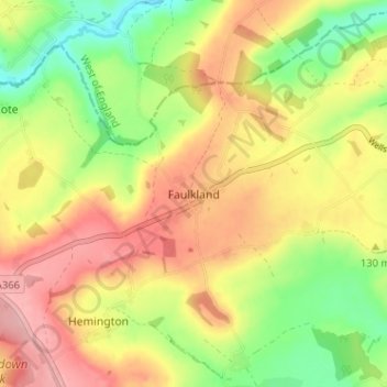 Faulkland topographic map, elevation, terrain