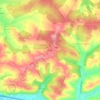 Gazeille topographic map, elevation, terrain
