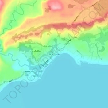 Bahía Coique topographic map, elevation, terrain