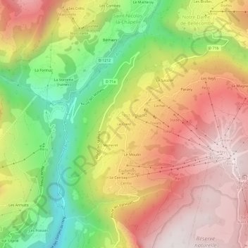 Le Crest topographic map, elevation, terrain
