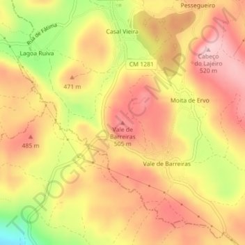 Vale de Barreiras topographic map, elevation, terrain